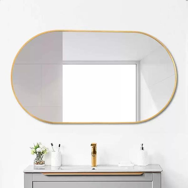 Aiorber Specchio Da Bagno Ovale 50X60 Cm Specchio Da Parete Con Cornice In Metallo Adatto Per Ambienti Umidi Oro-image