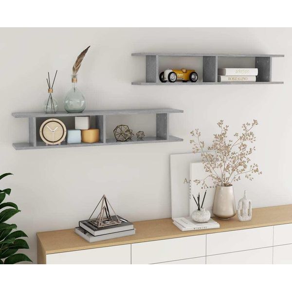 Maison Exclusive - Mensole Da Parete 2 Pezzi Grigio Cemento 105X18X20 Cm Materiale Ligneo-image