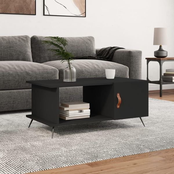 Syfax™ Tavolino Da Salotto Nero 90X50X40 Cm In Legno Multistrato-image
