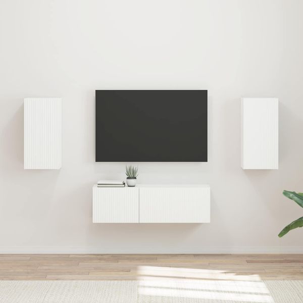 Maison Exclusive - Set Di Mensole Tv Da Parete Montaggio A Parete 4 Pezzi Bianco Materiale Ligneo-image