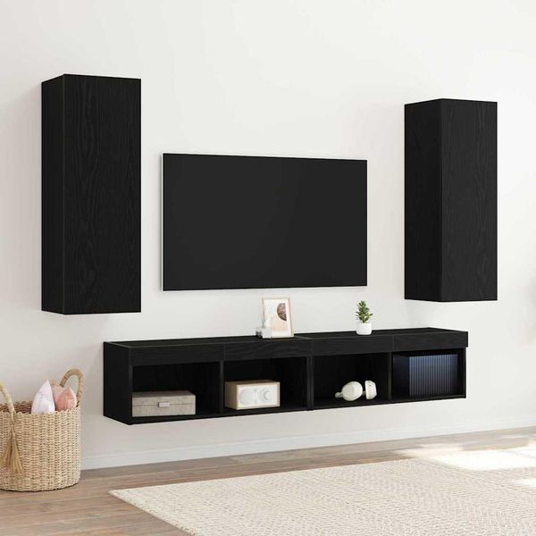 Maison Exclusive - Mobile Tv Da Parete 2 Pezzi Effetto Rovere Nero 30,5 X 30 X 90 Cm-image