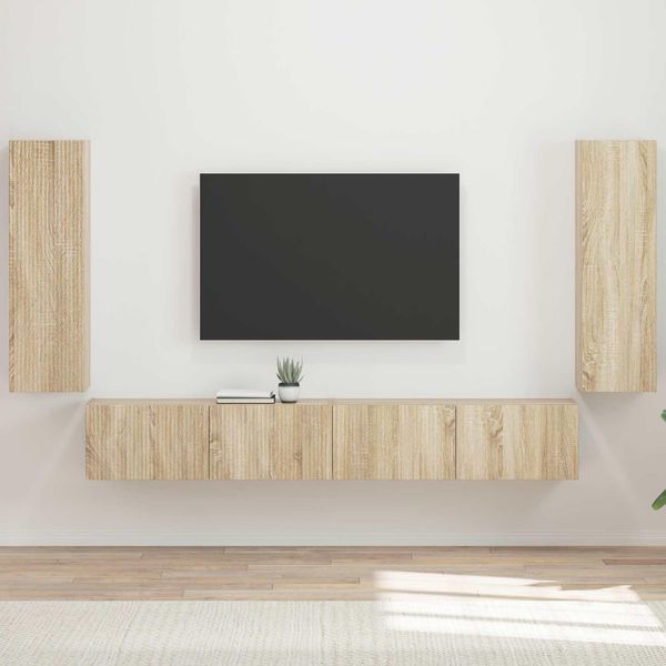 Maison Exclusive - Set Di Mensole Tv Da Parete Montaggio A Parete 4 Pezzi Legno Di Rovere Sonoma-image