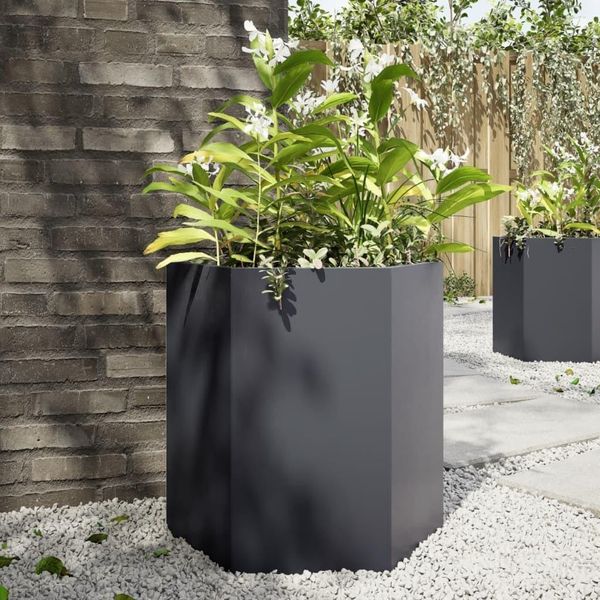 Maison Exclusive - Vaso Da Fiori Antracite Esagonale 46X40X45 In Acciaio-image