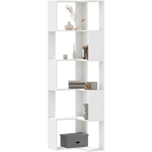 Maison Exclusive - Libreria Angolare 5 Ripiani Bianco 50X50X179 Cm Materiale Ligneo-image