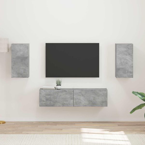 Maison Exclusive - Set Di Mobili Tv 4 Pezzi In Legno Composito Grigio Cemento-image
