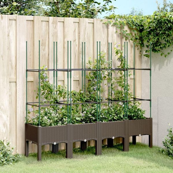 Maison Exclusive - Fioriera Con Griglia Marrone 160X40X142,5 Cm Pp-image