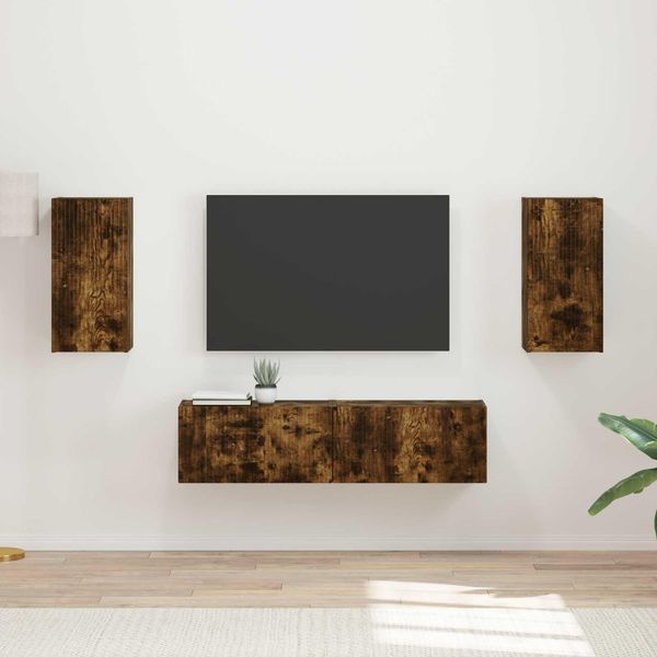 Maison Exclusive - Set Di Mobili Tv 4 Pezzi In Legno Di Rovere Affumicato-image