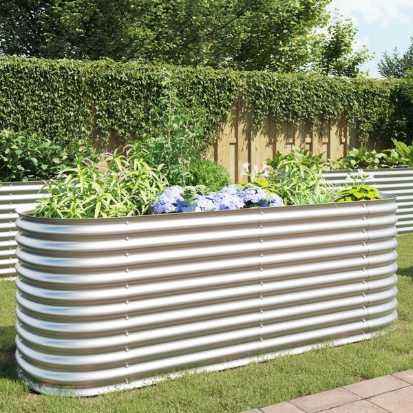 Maison Exclusive - Aiuola Rialzata Da Giardino 240 X 80 X 81 Cm Acciaio Zincato Argento-image