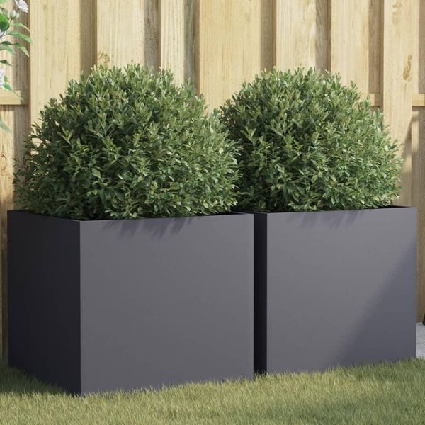 Maison Exclusive - Vaso Per Piante 2 Pezzi Antracite 49X47X46 Cm Acciaio-image