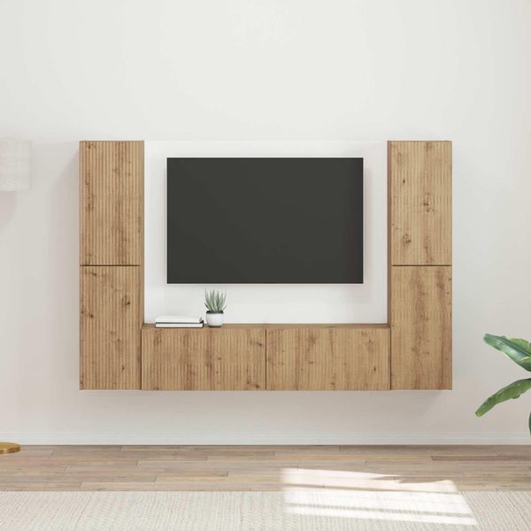 Maison Exclusive - Set Di Mobili Tv 6 Pezzi In Legno Di Rovere Artisan-image