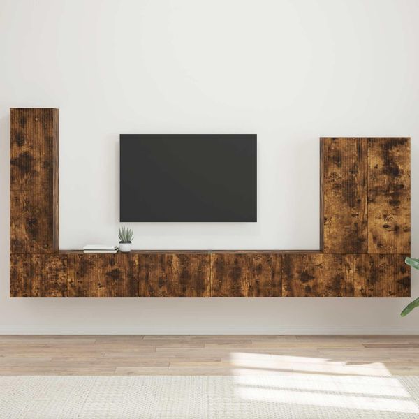 Maison Exclusive - Set Di Mensole Tv Da Parete 6 Pezzi In Rovere Affumicato-image