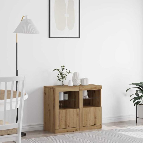 Maison Exclusive - Credenza Led 2 Pezzi In Rovere Artigianale 41 X 37 X 67 Cm Materiale Ligneo-image