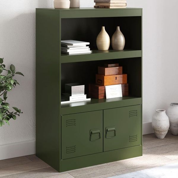 Maison Exclusive - Credenza Verde Oliva 67X39X107 Cm Acciaio-image