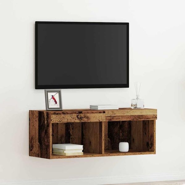 Maison Exclusive - Mobile Tv Con Led Legno Antico 80 X 30 X 30 Cm Materiale Ligneo-image