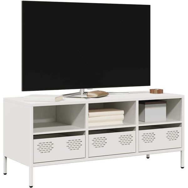 Maison Exclusive - Mobile Tv Bianco 101,5X39X43,5 Cm Acciaio Laminato A Freddo-image