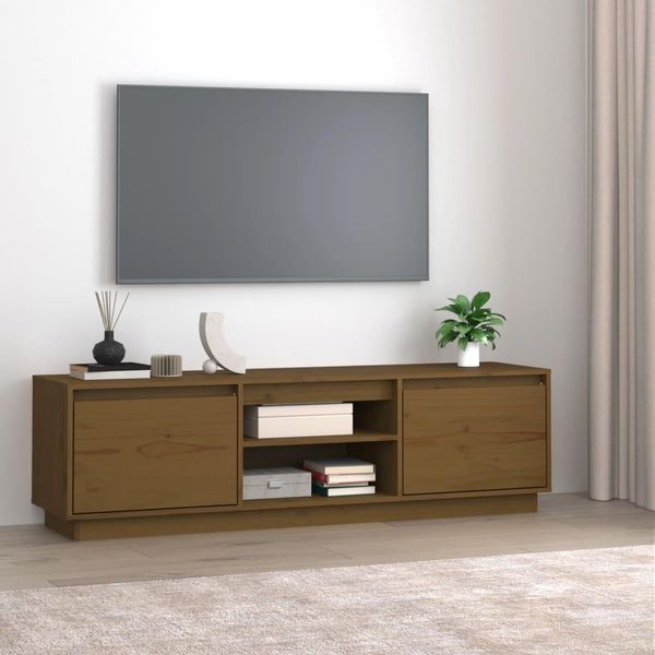 Maison Exclusive - Mobile Tv Marrone Miele 140X35X40 Cm In Legno Massello Di Pino-image