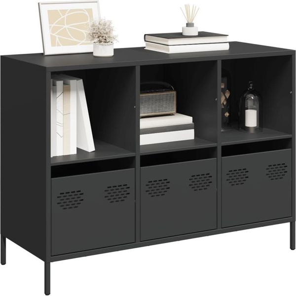 Maison Exclusive - Credenza Nera 101,5X39X73,5 Cm Acciaio Laminato A Freddo-image