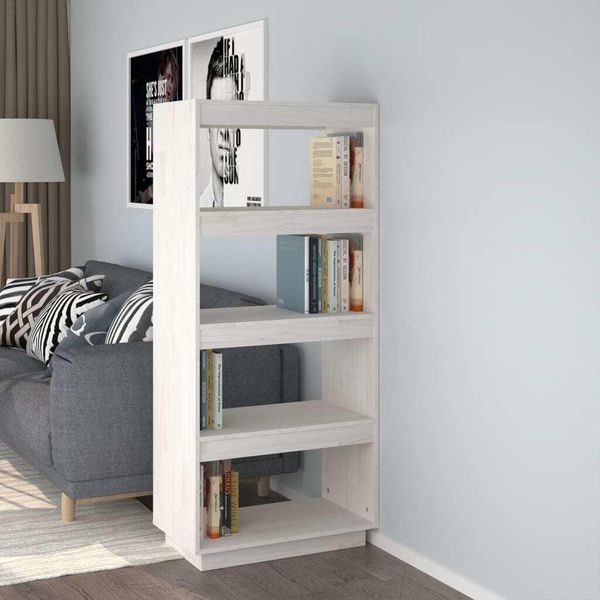 Maison Exclusive - Libreria/Divisorio Bianco 60X35X135 Cm Legno Massello Di Pino-image