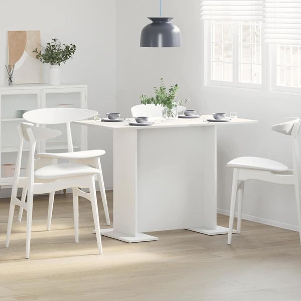 Maison Exclusive - Tavolo Da Pranzo Bianco 110 X 60 X 75 Cm Materiale Ligneo-image