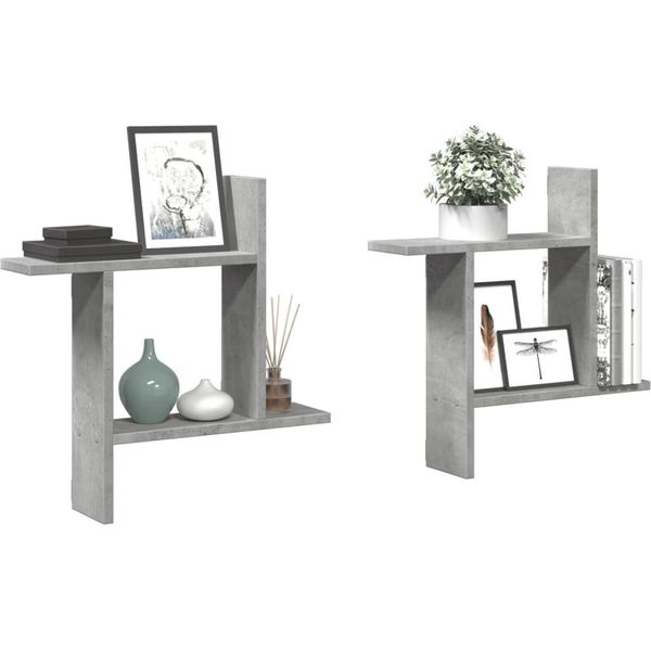 Maison Exclusive - Mensole Da Parete 2 Pezzi Grigio Cemento 50X12X50 Cm Materiale Ligneo-image