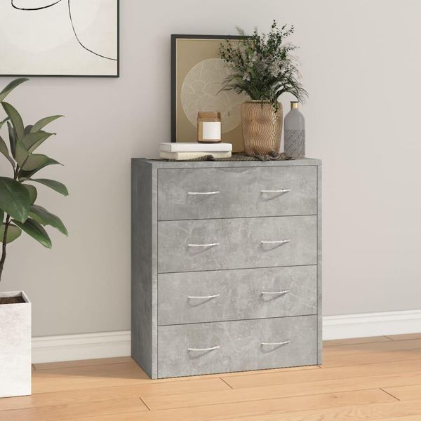 Maison Exclusive - Comò Con 4 Cassetti 60X30,5X71 Cm Grigio Cemento-image