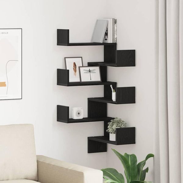 Maison Exclusive - Mensola Da Parete 2 Pezzi Effetto Rovere Nero 40 X 40 X 49,5 Cm-image