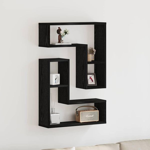 Maison Exclusive - Mensola A Muro Con Ripiano 2 Pezzi Effetto Rovere Nero 50 X 15 X 85 Cm-image