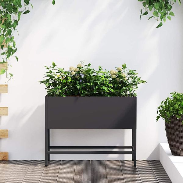 Maison Exclusive - Fioriera Rialzata Da Giardino Nera 60 X 26 X 45 Cm In Acciaio-image
