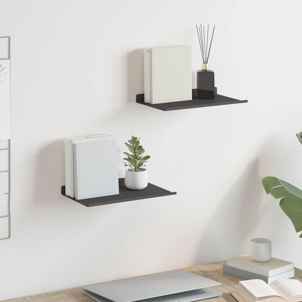 Maison Exclusive - Mensola A Muro Con Ripiano 2 Pezzi Nero 30 X 17,5 X 2,5 Cm-image