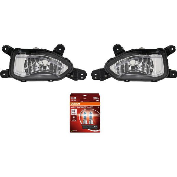 Johns, Fendinebbia Sinistro + Destro Adatti Per Hyundai Kona + Osram Night Breaker Laser-image