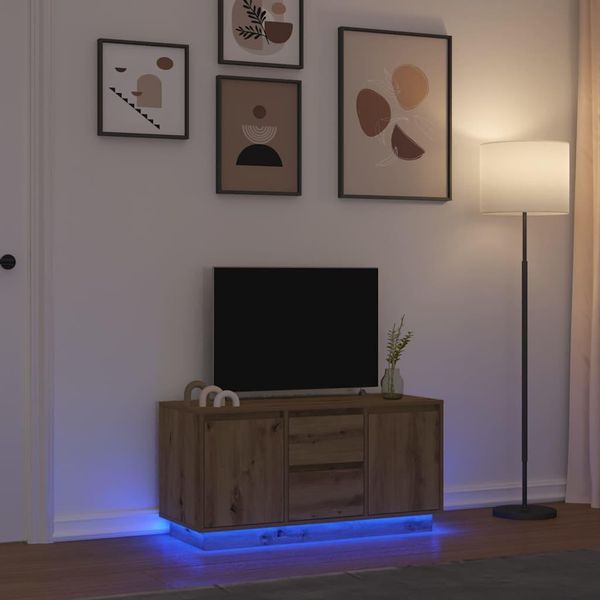 Syfax™ Mobile Porta Tv Con Luci Led Rovere Artigianale 100X41X50 Cm-image