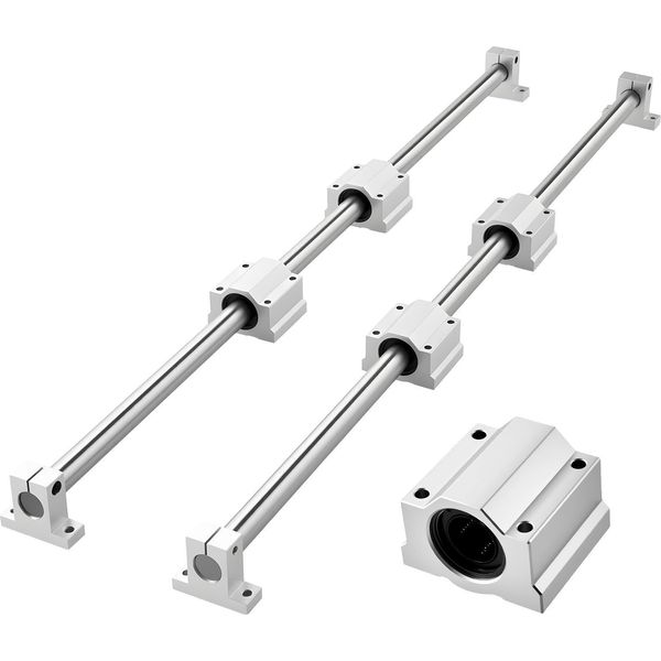Guide Lineari Vevor SFC25, Confezione Da 2 Guide Lineari Da 1000 Mm E 4 Blocchi Di Scorrimento, Guide Di Scorrimento, Guide Di Scorrimento Per Macchine Per Incisione Fai Da Te, Torni E Fresatrici, Piastra Basculante Fai Da Te Per Esercitazioni-image