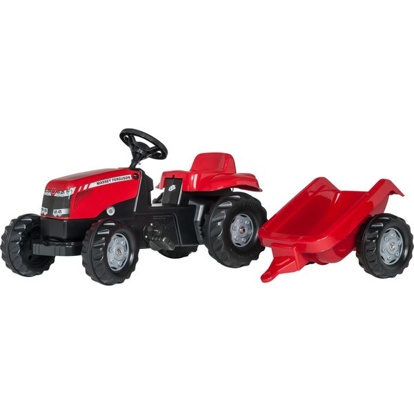 Rolly Toys Mf Massey Ferguson Trattore A Pedali + Rimorchio, Colore Trattore Rosso/Nero-image