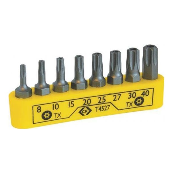 C.K T4527 Set Di Punte Per Cacciavite 8 Pezzi, Per Viti Torx Di Sicurezza, TX8, 10, 15, 20, 25, 27, 3 (T4527)-image