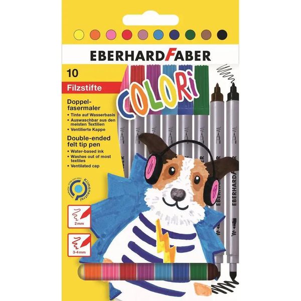 Eberhard Faber 550010 Penne A Punta Doppia In Fibra, Confezione Da 10 Pezzi-image