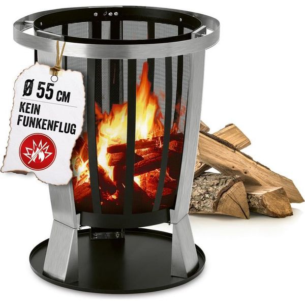 Landmann 11804 Cestello Antincendio Griglia In Rete Protezione Contro Le Scintille E Supporto In Legno Integrato Bordo Di Trasporto Tutto Intorno Piastra Di Base Laccata 55 X 55 X 69 Cm-image