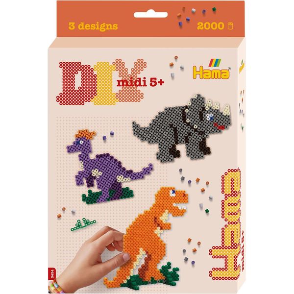 Hama Iron On Beads 3434 Hama Iron On Beads Midi "Dino World"", Confezione Regalo"-image