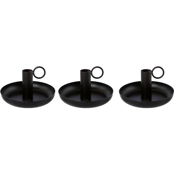 Kerzenhalter Otto Home "Stabkerzenhalter Engla", Schwarz, H:6Cm Ø:13Cm, Metall, Kerzenhalter, Kerzenhalter, Aus Metall, Mit Dekorativem Henkel-image