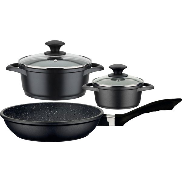 Topf-Set Gsw "Gourmet Granit", Schwarz, 1,8 L, TöPfe, Vitaflon Granit Antihaft-Versiegelung, Granit-Design, Induktion-image