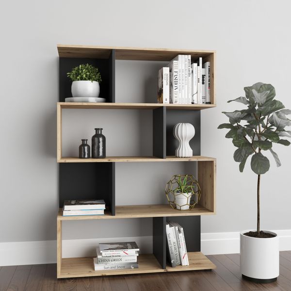 BüCherregal Inosign "Cedric", Grau (Artisan Eiche, Grau), B:103Cm H:146Cm T:35Cm, Holzwerkstoff, Regale, BüCherregal-image