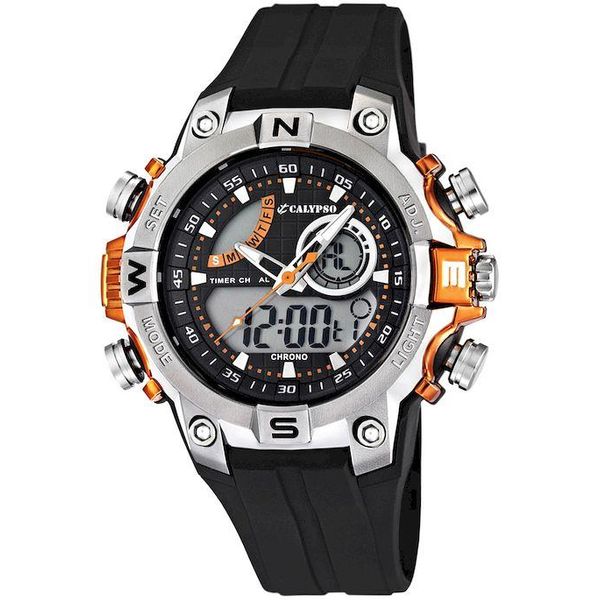 Orologio Calypso Di Festina K5586/4 Nero Arancio Uomo Anadigi 10 Atm-image