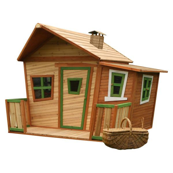 Axi Lisa Casa Bambini In Legno | Casa Da Gioco Per Giardino / Esterno In Marrone & Verde | Casetta Da Giardino Con Portico Per Bambini-image
