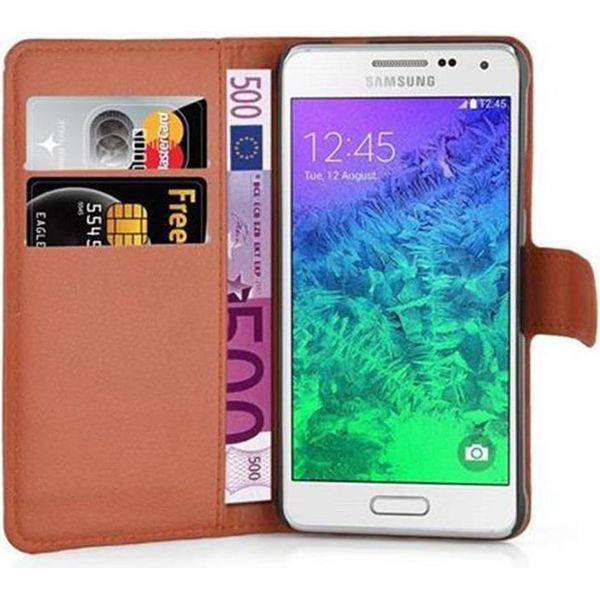 Cadorabo Custodia Per Samsung Galaxy Alpha Custodia Protettiva In Marrone Custodia Per Cellulare Cover Chiusura Magnetica-image