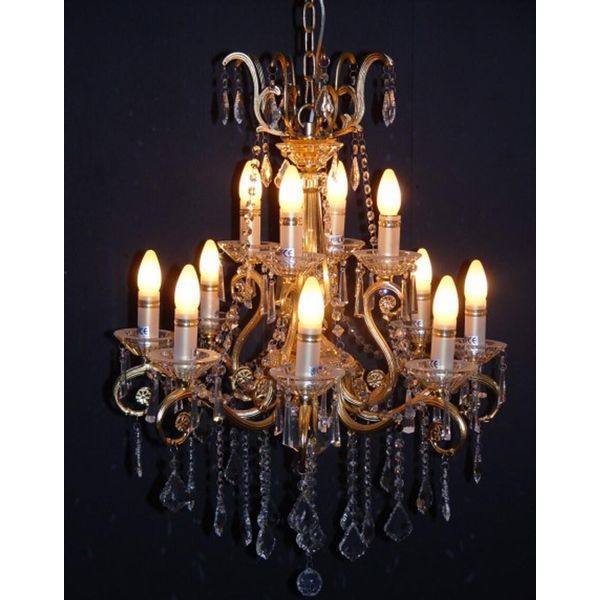 Casa Padrino Lampadario Barocco In Cristallo A 12 Fiamme Oro Modk4 - Lampada A Sospensione Lampadario A Sospensione Lampada A Soffitto-image