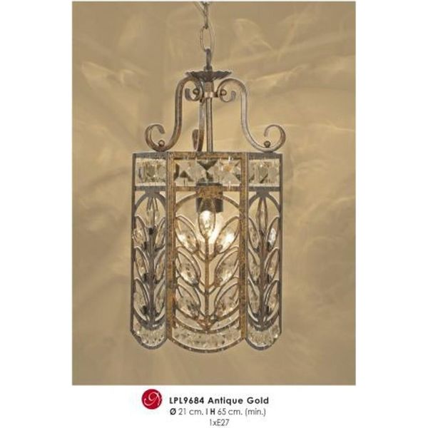 Lampada A Sospensione Di Design Orientale Con Cristallo Deco Oro Antico Modp4 Di Casa Padrino - Lampada A Soffitto Lampada A Sospensione Barocca-image