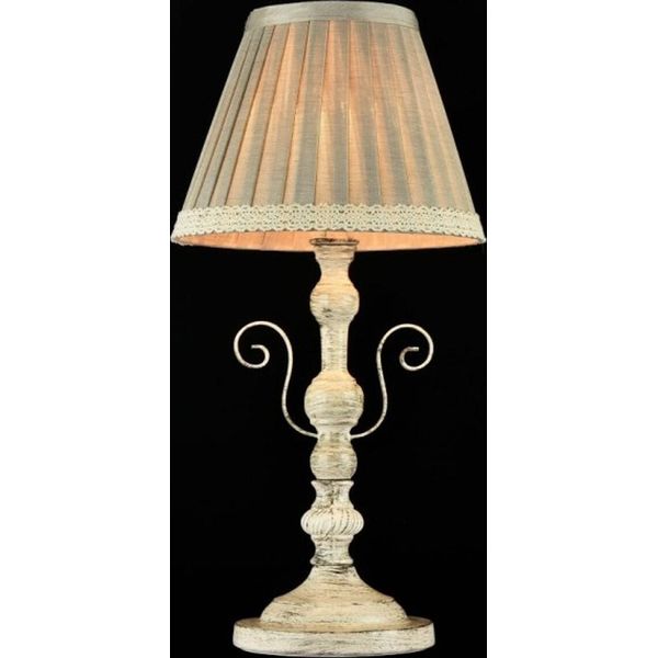 Casa Padrino Lampada Da Tavolo Patina Bianca/ Paralume Grigio Avorio 20 X 41 Cm - Lampada - Collezione Lusso-image