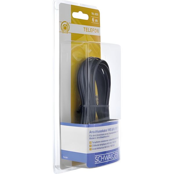 Schwaiger TAL6331533 Schwaiger Tae Kabel RJ11 -> RJ11 6P4C 6M Schwarz Flach-image
