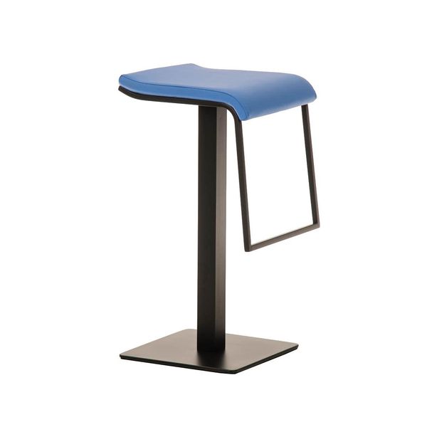 Clp Sgabello Da Bar In Pelle Finta Lameng B78 Con Base Quadrata, Blu-image