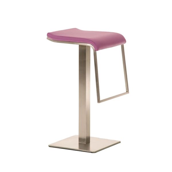 Clp Sgabello Da Bar Lameng In Pelle Finta E78 Con Struttura In Acciaio Inox, Viola-image