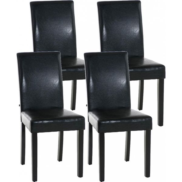 Clp Set Di 4 Sedie Da Pranzo Ina In Pelle Finta Con Struttura In Legno, Nero Nero-image